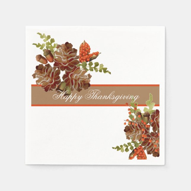 Pine Cones und Berries Erntedank Serviette (Vorderseite)