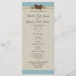 Pine Cones und Burlap Blue Wedding Programm