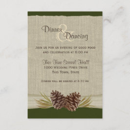 Pine Cones und Burlap Green Empfang Einladung