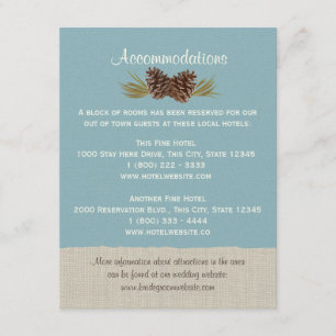 Pine Cones und Burlap Info Card Blue Begleitkarte
