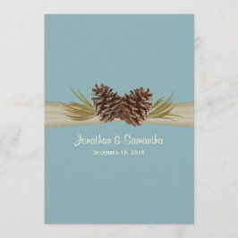Pine Cones und Burlap Winter Blue Wedding Einladung