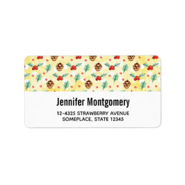 Pine Cones und Holly Christmas Pattern Adressaufkleber