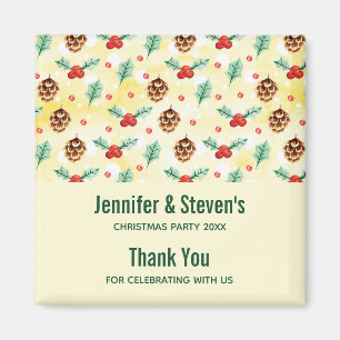 Pine Cones und Holly Christmas Pattern Magnet