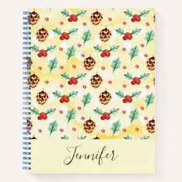 Pine Cones und Holly Christmas Pattern Notizbuch
