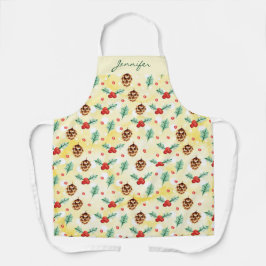 Pine Cones und Holly Christmas Pattern Schürze