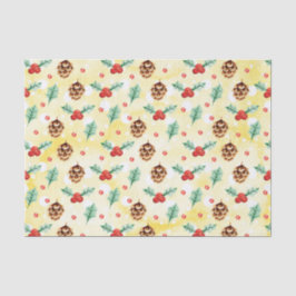 Pine Cones und Holly Christmas Pattern Seidenpapier
