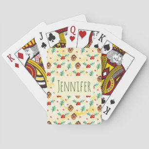 Pine Cones und Holly Christmas Pattern Spielkarten