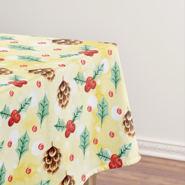 Pine Cones und Holly Christmas Pattern Tischdecke (Beispiel)