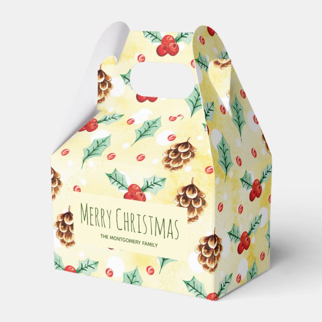 Pine Cones und Holly Pattern Weihnachten Geschenkschachtel (Vorderseite)