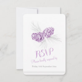 Pine cônes violet mariage RSVP