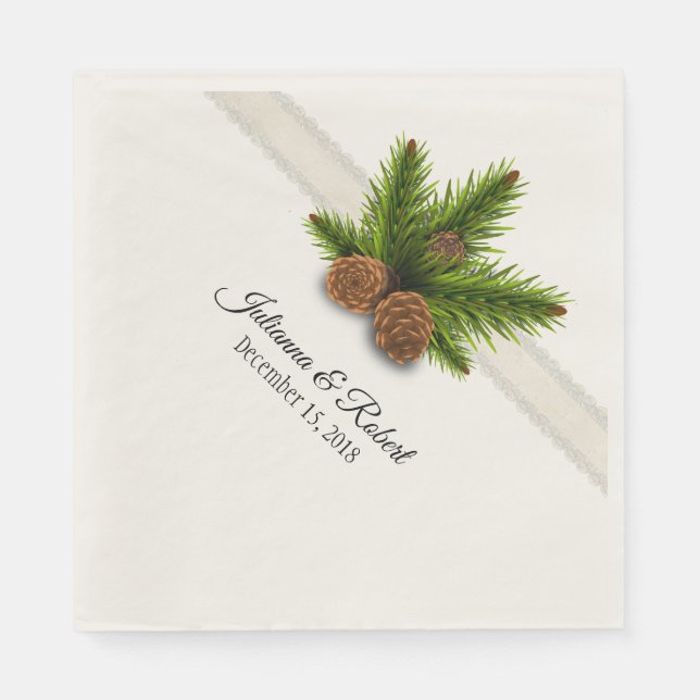 Pine Cones Winter Wedding Paper Napkin Serviette (Vorderseite)
