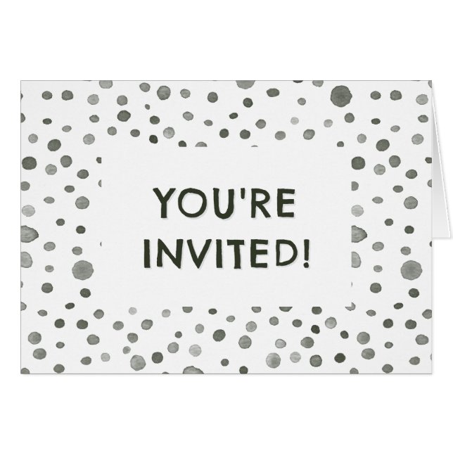 Pine Confetti Wasserfarbe Dots Geburtstag Einladun (Vorderseite (Horizontal))