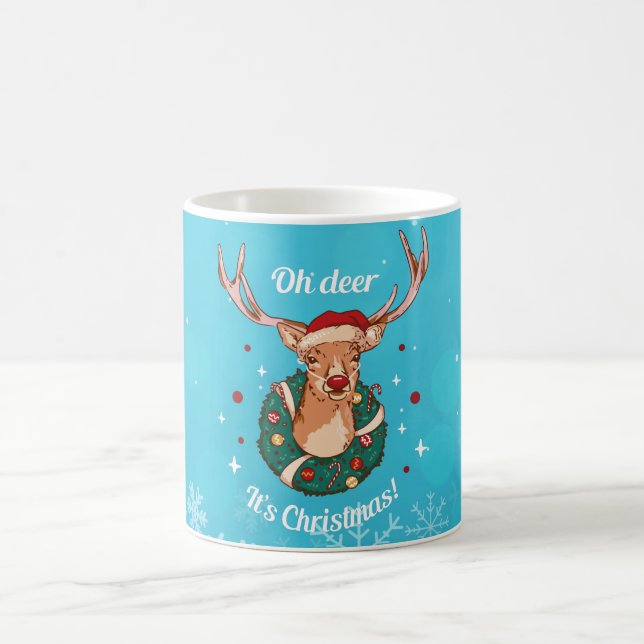 Pine Deer - Christmas Rentier Head Kaffeetasse (Mittel)