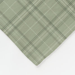 Pine Deer Kariert - Salbei, grüner Tartan. Fleecedecke
