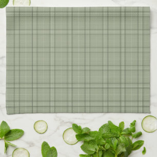 Pine Deer Kariert - Salbei, grüner Tartan. Geschirrtuch