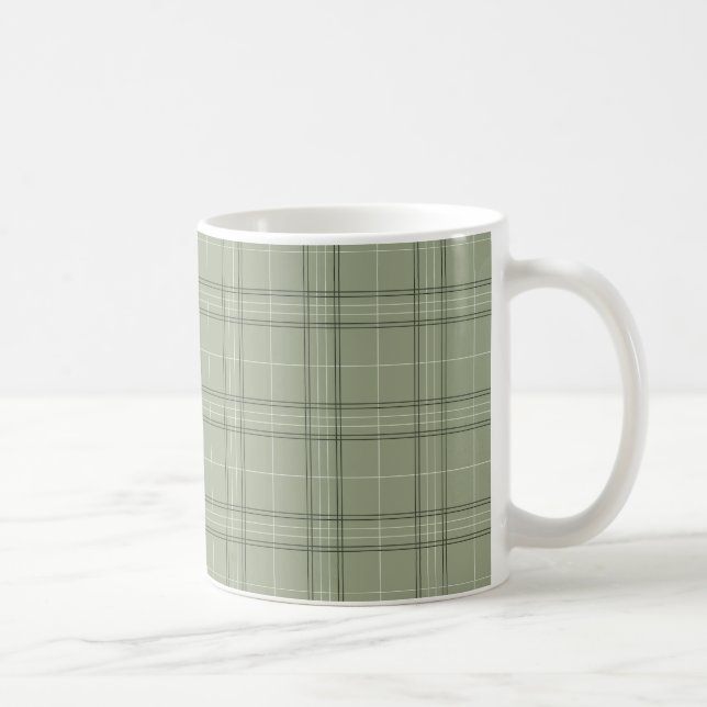 Pine Deer Kariert - Salbei, grüner Tartan. Kaffeetasse (Rechts)