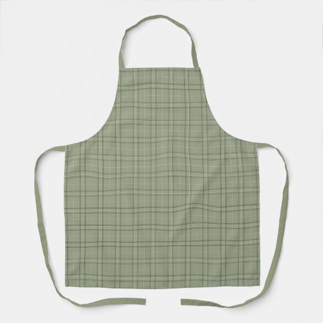 Pine Deer Kariert - Salbei, grüner Tartan. Schürze (Vorderseite)