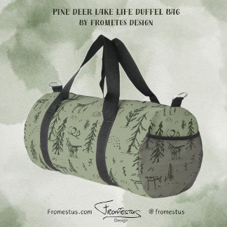 Pine Deer Lake Life - Salbei, grünes Waldmuster. Duffle Bag