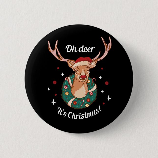 Pine Deer - Weihnachtsrentierkopf Button (Vorderseite)