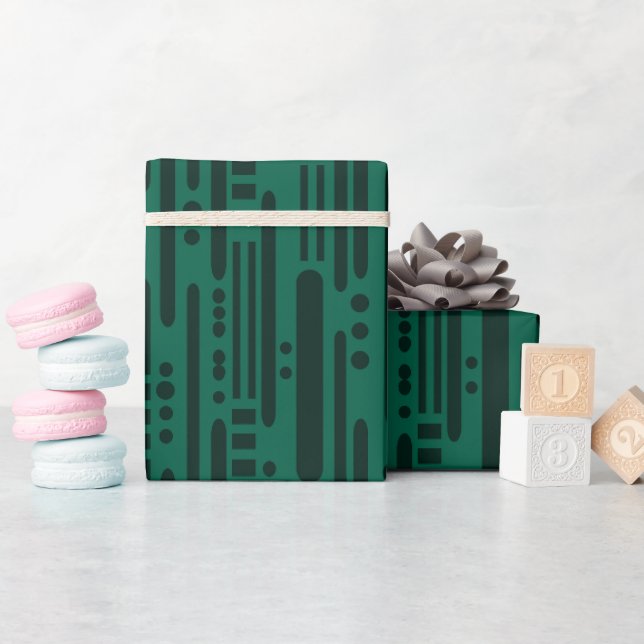 Pine dunkelgrün abstrakt gestreiftes Muster Geschenkpapier (Babyparty)