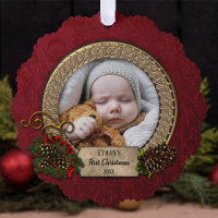 Pine & Elegante Gold Rahmen Erstes Weihnachtsfest