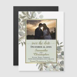 Pine Eukalyptus Wedding Save the Date Foto Sage Magneteinladung