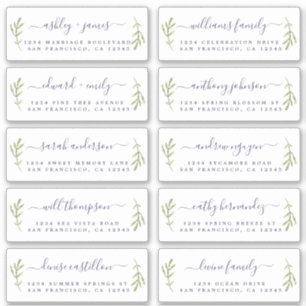 Pine Foliage Mariage Étiquettes de adresse invités