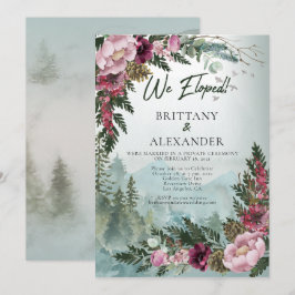 Pine Forest Burgundy Dusty Rose Lopement Einladung