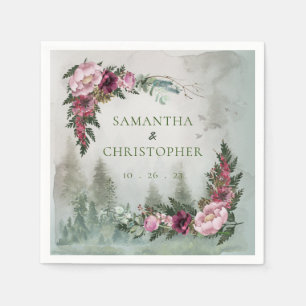 Pine Forest Dusty Rose Wasserfarbenprägung Serviette