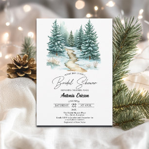Pine Forest in Snow Elegantes Brautparty Einladung