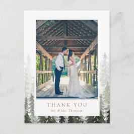 Pine Forest Wedding Vielen Dank Postkarte