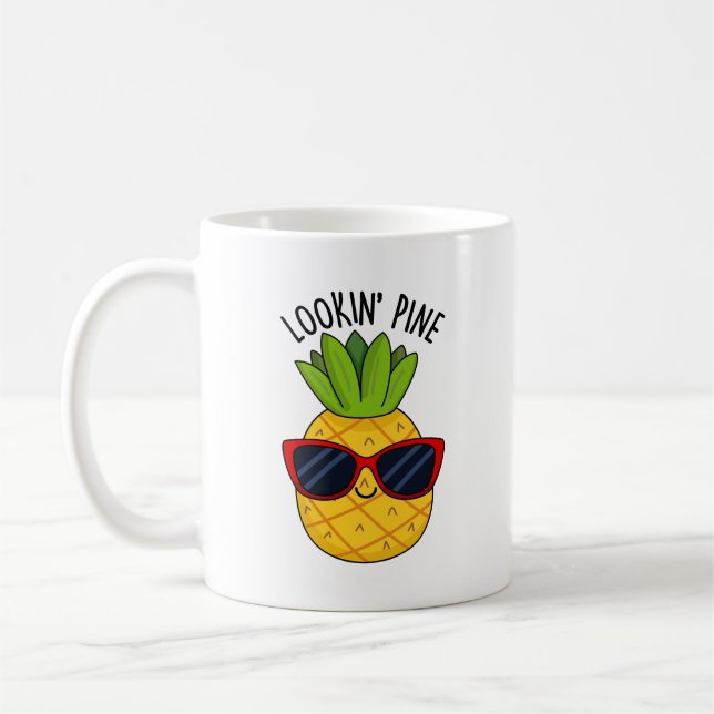 Pine Funny Pineapppun schauend Kaffeetasse (Links)