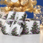 Pine Green Christmas Tree mit Lila Licht Geschenkpapier<br><div class="desc">Moderner Winterkiefer mit Lila Glühpapier.</div>