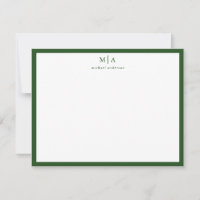 Pine Green Classic Border Monogram Korrespondenz