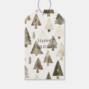 Pine Green Cream Christmas Trees Geschenkanhänger