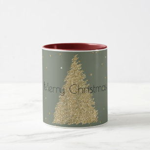 Pine Green Gold Glitzer Sparkle Weihnachtsbaum     Tasse