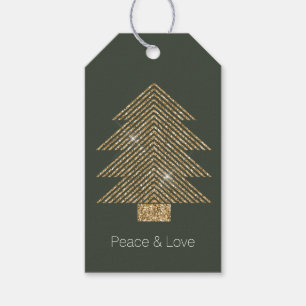 Pine Green Gold Glitzy Glitzer Weihnachtsbaum Geschenkanhänger
