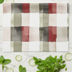 Pine Green Ivory Red Stripes Geschirrtuch