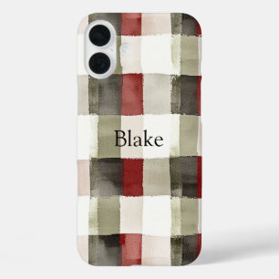 Pine Green Ivory Red Stripes iPhone 16 Plus Hülle