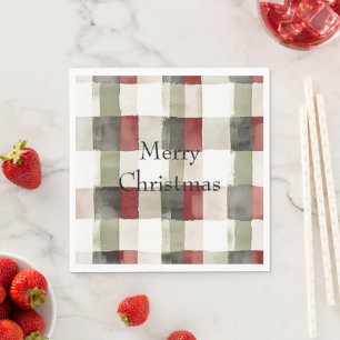 Pine Green Ivory Red Stripes Serviette