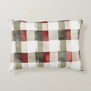 Pine Green Ivory Red Stripes Weihnachten Dekokissen