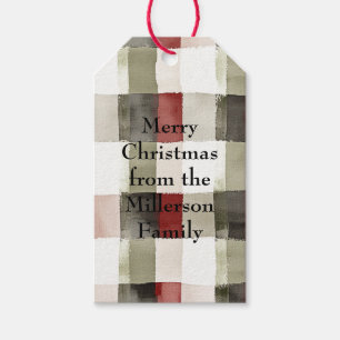 Pine Green Ivory Red Stripes Weihnachten Geschenkanhänger