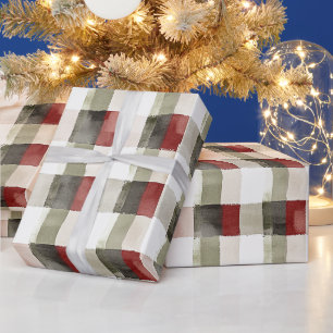 Pine Green Ivory Red Stripes Weihnachten Geschenkpapier