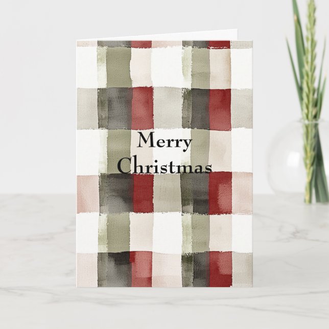Pine Green Ivory Red Stripes Weihnachten Karte (Vorderseite)