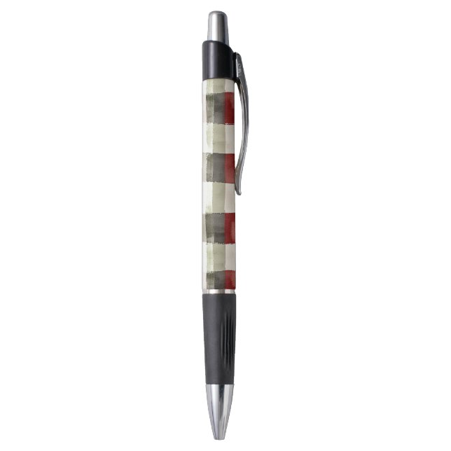 Pine Green Ivory Red Stripes Weihnachten Kugelschreiber (Unterseite (Vertikal))