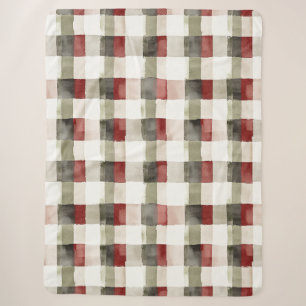 Pine Green Ivory Red Stripes Weihnachten Sherpadecke