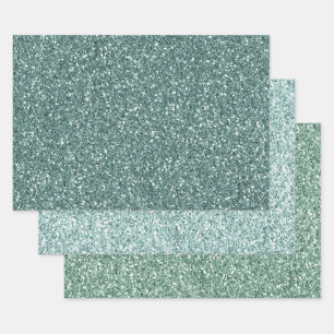 Pine Green Mint Glitzer Geschenkpapier Set