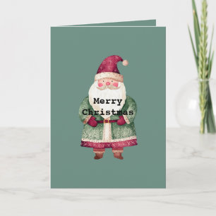 Pine Green Red MerChristmas Santa Karte