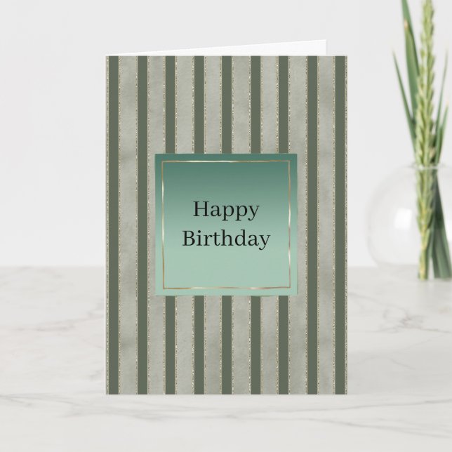 Pine Green Stripes Stripes Birthday Karte (Vorderseite)