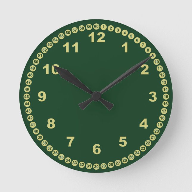 Pine Green Wall Clock Runde Wanduhr (Vorderseite)